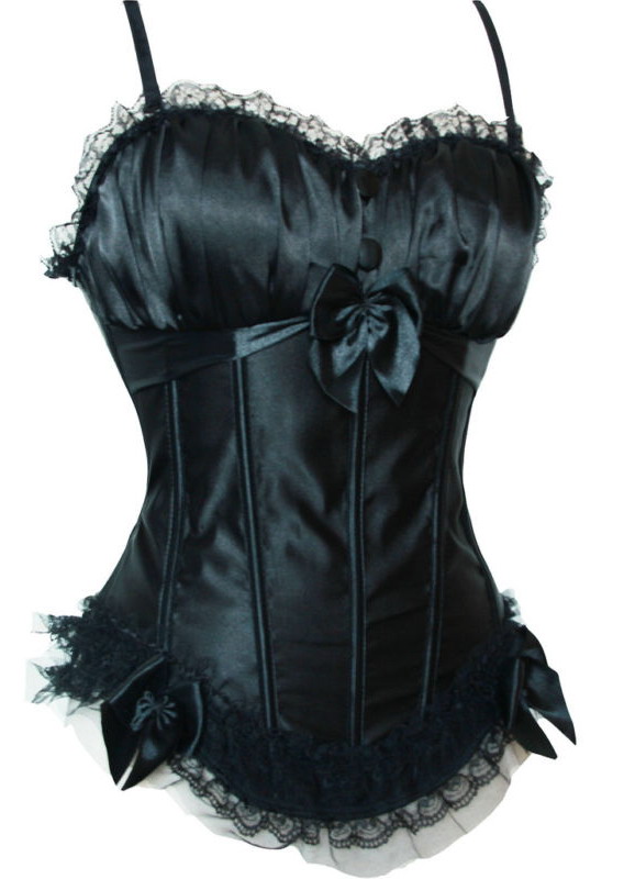 Black Satin Vertical Stripes Corset